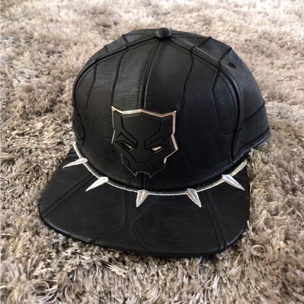 Black Panther faux leather snapback